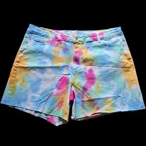 Judy Blue Far Out Tie Dye Jean Shorts Cutoff Frayed Denim, Size 3XL